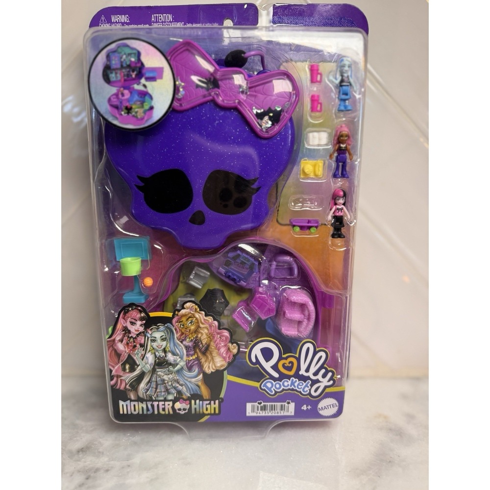 MATTEL Polly Pocket x Monster High Skull Compact Playset Mini Figures Dolls Toy